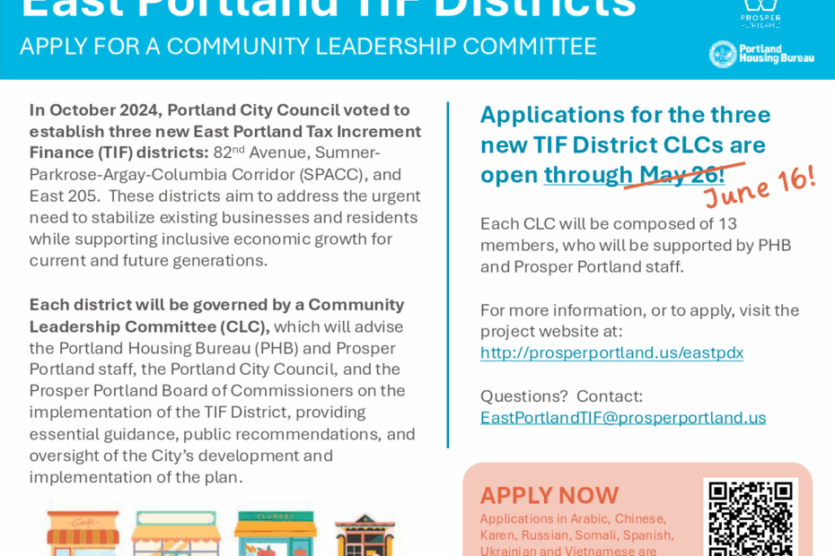 EastPortlandTIFDistrictCommunityLeadershipCommitteeFlyer